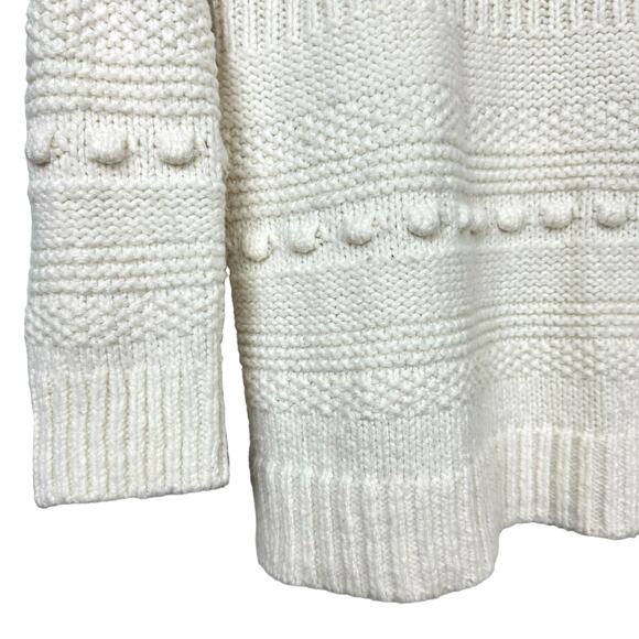 Lou & Grey M Ivory Popcorn Open Chunky Knit Winterweave Turtleneck Sweater - Picture 6 of 10